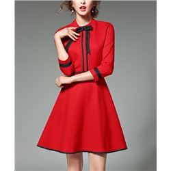 Red & Black Contrast Fit & Flare Dress | Красное платье