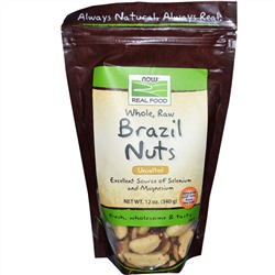 Now Foods, Настоящая пища, цельные сырые бразильские орехи, без соли, 12 унций (340 г)