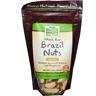 Now Foods, Настоящая пища, цельные сырые бразильские орехи, без соли, 12 унций (340 г)