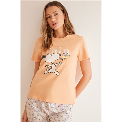 Pijama 100% algodón naranja Snoopy