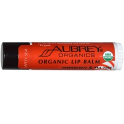 Aubrey Organics, Органический бальзам для губ, Мята и чайное дерево, 0,15 унции (4,25 г)
