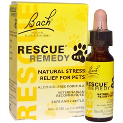 Bach, Rescue Remedy Pet, формула не содержащая алкоголь, пипетка объемом 0.35 жидких унций (10 мл)
