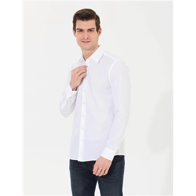 Beyaz Slim Fit Uzun Kollu Gömlek