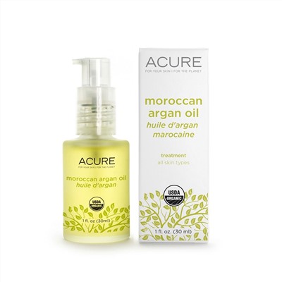 Acure Organics, 100 % сертифицированное, органическое, марокканское аргановое масло, Восстановление для всех типов кожи, 1 унция (30 мл)