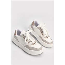 Marjin Kadın Sneaker Bağcıklı Kalın Taban Spor Ayakkabı Samra Beyaz 3210121002