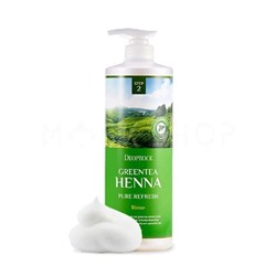 DEOPROCE RINSE - GREENTEA HENNA PURE REFRESH Восстанавливающий бальзам для волос с экстрактом зелёного чая и хной 1000мл