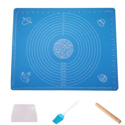 Пищевой силиконовый набор для выпечки утолщенный силиконовый коврик для замешивания панели для теста с антипригарным покрытием бытовой скалкой