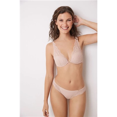 INTUITIVE Sujetador halter relleno encaje rosa