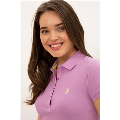 Kadın Eflatun Basic Polo Yaka Tişört