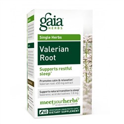 Gaia Herbs, Корень валерианы 60 вегетарианских жидких фито-капсул