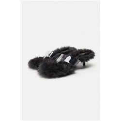 HEELED SANDALS WITH FAUX FUR DETAIL