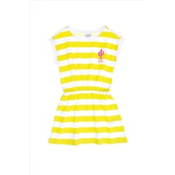 Kız Çocuk Neon Sarı Örme Elbise