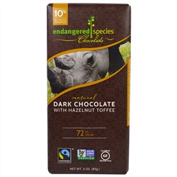 Endangered Species Chocolate, Натуральный черный шоколад с фундуком, ирис, 3 унции (85 г)