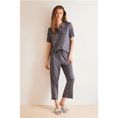 Pijama camisero Capri soft touch gris