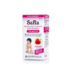 Детский жидкий парацетамол с клубничным вкусом от SaRa 60 мл / SaRa paracetamol suspension for children (strawberry flavour) 60 ml
