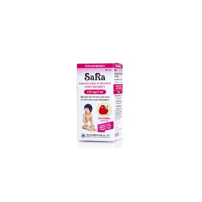 Детский жидкий парацетамол с клубничным вкусом от SaRa 60 мл / SaRa paracetamol suspension for children (strawberry flavour) 60 ml