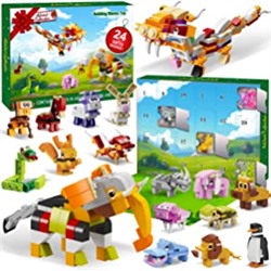 2022 Christmas Advent Calendar with 24 Animals Building Blocks 24 Days Countdown Calendar 12 in 1 Animal King Figure Stem Toys for Boys Kids Girls Christmas Stocking Stuffers Xmas Party Favor Gift