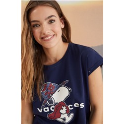 Camiseta 100% algodón Snoopy azul