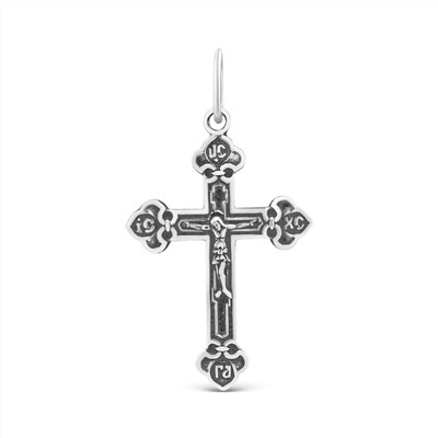 Крест православный из чернёного серебра - Спаси и сохрани 3,3 см