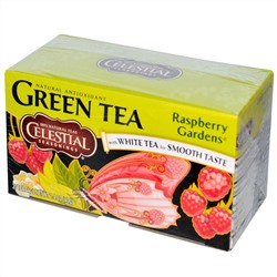 Celestial Seasonings, Зеленый чай с белым чаем, малиновый сад, 20 пакетиков, 1,4 унции (40 г)