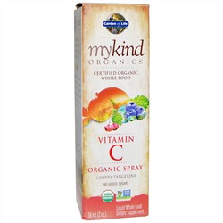 Garden of Life, mykind Organics, витамин C, органический спрей, вишня-мандарин, 2 жидких унций (58 мл)