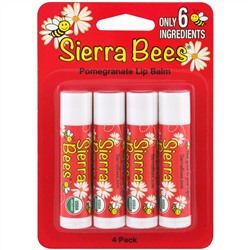 Sierra Bees, Органические бальзамы для губ, гранат, 4 в упаковке, 4,25 г (0,15 унц.) каждый