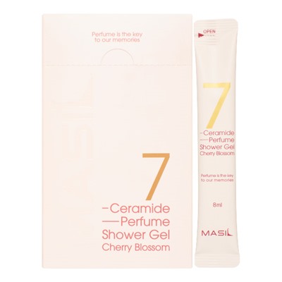 MASIL 7 CERAMIDE PERFUME SHOWER GEL STICK POUCH (CHERRY BLOSSOM) Парфюмированный гель для душа с керамидами и ароматом цветка вишни 20*8мл