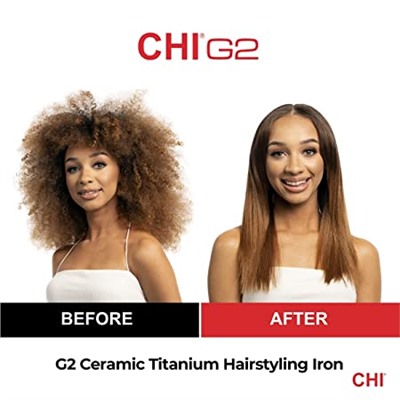 CHI G2 Professional Hair Straightener Titanium Infused Ceramic Plates Flat Iron | 1 1/4" Ceramic Flat Iron Plates | Color Coded Temperature Ranges up 425°F | For all hair types | Includes Thermal Mat