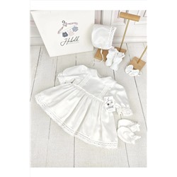 Hobidik Kız Bebek Beyaz Dantelli Elbise Seti HB-PSELB