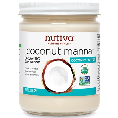 Nutiva, Органическая кокосовая манна, пюре из кокоса, 15 унций (425 г)
