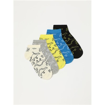 PACK OF 5 PAIRS OF DINOSAUR PRINT SOCKS