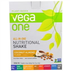 Vega, Полноценный диетический коктейль со вкусом кокоса и миндаля, 10 пакетиков по 1,5 унции (42 г)