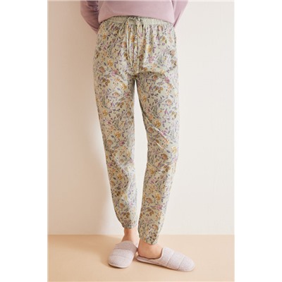 Pantalón pijama largo 100% algodón skinny flores