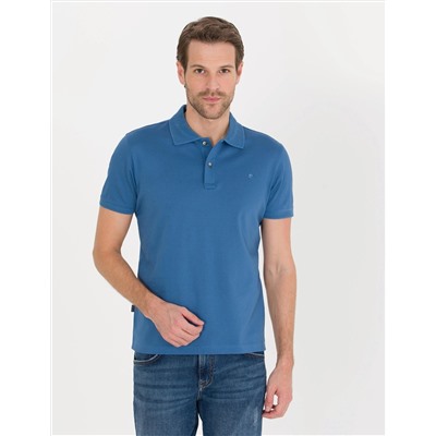 Koyu Mavi Slim Fit Polo Yaka Merserize Tişört