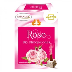 PATANJALI Aastha Rose Dry Dhoop Cones Благовоние конусы сухие Роза 20г