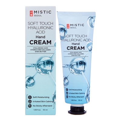 [MISTIC] Крем для рук увлажняющий ГИАЛУРОНОВАЯ КИСЛОТА / КОЛЛАГЕН Mistic Soft Touch Hyaluronic Acid Hand Cream, 50 мл
