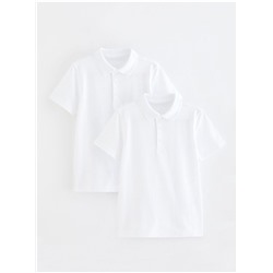 White Short Sleeve School Polo Shirts 2 Pack
