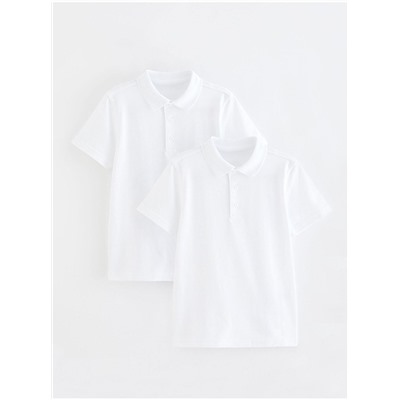 White Short Sleeve School Polo Shirts 2 Pack