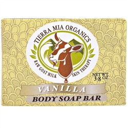 Tierra Mia Organics, Средства для ухода за кожей на основе сырого козьего молока, мыло для тела, ваниль, 3,8 унции