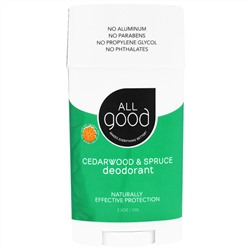 All Good Products, All Good, Deodorant, Cedarwood & Spruce, 2.5 oz (72 g)