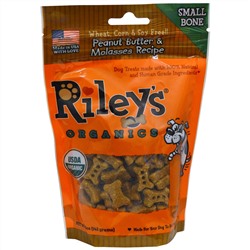 Riley’s Organics, Лакомства для собак, маленькая косточка, рецепт с арахисовым маслом и патокой, 5 унций (142 г)