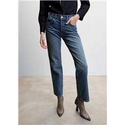 Jeans rectos detalle cristales laterales -  Mujer | MANGO OUTLET España