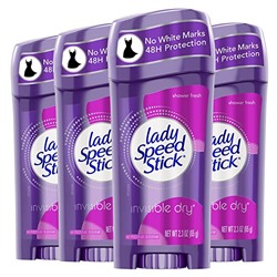 Lady Speed Stick Invisible Dry Antiperspirant Deodorant, Shower Fresh, 2.3 oz, 4 Pack