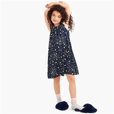 Girls' flutter-sleeve nightgown in hearts and stars