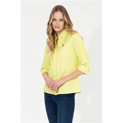 Kadın Neon Sarı Uzun Kollu Basic Gömlek
