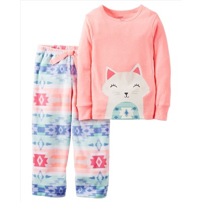 2-Piece Neon Cotton & Fleece PJs