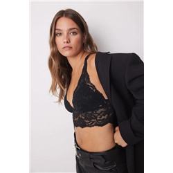 Sujetador bralette triangular encaje negro