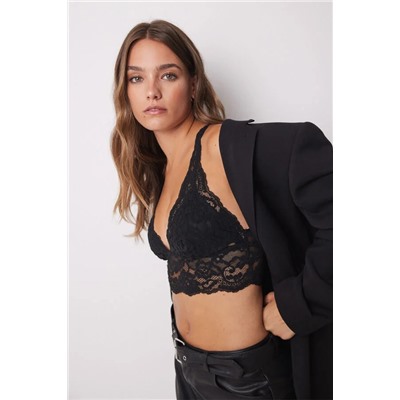 Sujetador bralette triangular encaje negro