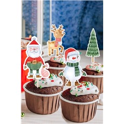 PEKSHOP Yılbaşı Yeni Yıl Kürdan Süsleri Cupcake Süsleri Lüks Büyük Boy 10lu Paket pekybkurdan001