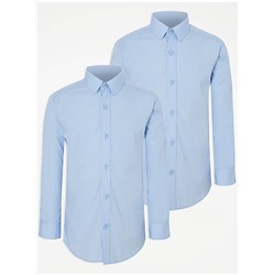 Light Blue Boys Long Sleeve School Shirt 2 Pack